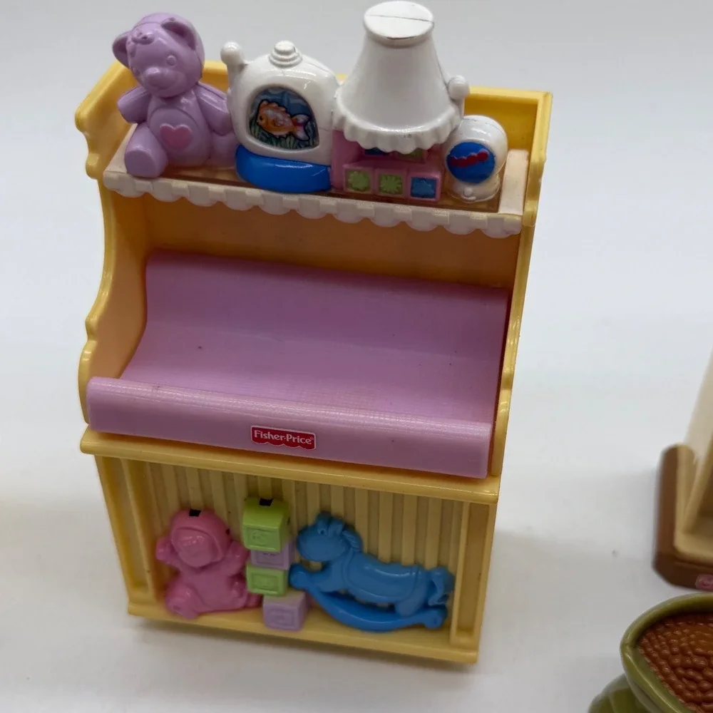 Fisher Price Loving Family Dollhouse Furniture Lot Fireplace Bed Bassinet
